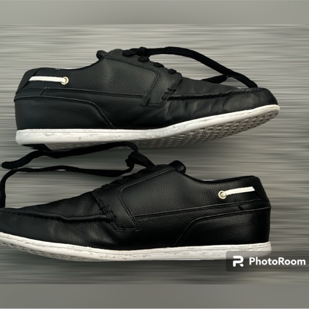 Lacoste Dreyfus AP black leather w/white trim men size 9 - Picture 5 of 7